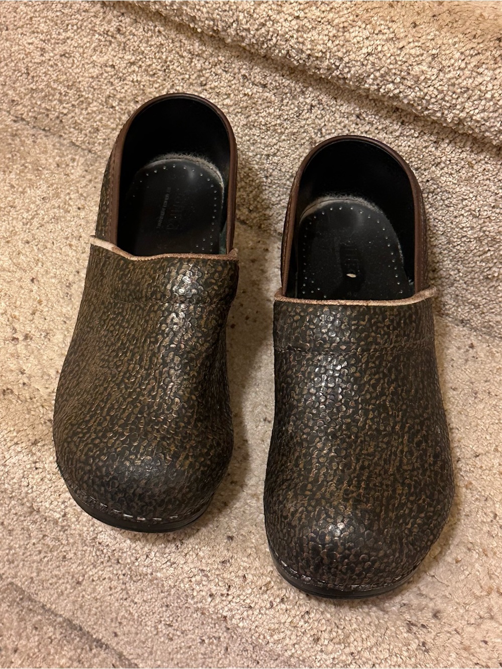Sanita Black Slip-On Clogs with Textured Soles